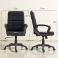 Silla de Oficina Giratoria Tapizada en Lino Sintético Altura Ajustable Basculante Respaldo Medio Reposabrazos Negro Silla de Oficina Giratoria Tapizada en Lino Sintético Altura Ajustable Basculante Respaldo Medio Reposabrazos Negro