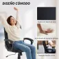 Silla de Oficina Giratoria Tapizada en Lino Sintético Altura Ajustable Basculante Respaldo Medio Reposabrazos Negro