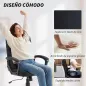Silla de Oficina Giratoria Tapizada en Lino Sintético Altura Ajustable Basculante Respaldo Medio Reposabrazos Negro Silla de Oficina Giratoria Tapizada en Lino Sintético Altura Ajustable Basculante Respaldo Medio Reposabrazos Negro