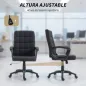 Silla de Oficina Giratoria Tapizada en Lino Sintético Altura Ajustable Basculante Respaldo Medio Reposabrazos Negro
