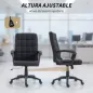 Silla de Oficina Giratoria Tapizada en Lino Sintético Altura Ajustable Basculante Respaldo Medio Reposabrazos Negro Silla de Oficina Giratoria Tapizada en Lino Sintético Altura Ajustable Basculante Respaldo Medio Reposabrazos Negro