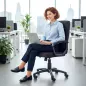 Silla de Oficina Giratoria Tapizada en Lino Sintético Altura Ajustable Basculante Respaldo Medio Reposabrazos Negro Silla de Oficina Giratoria Tapizada en Lino Sintético Altura Ajustable Basculante Respaldo Medio Reposabrazos Negro