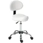 Taburete Giratorio con Respaldo y Ruedas Silla Ajustable para Salones de Belleza Estudio de Tatuajes 50x50x83-98cm Blanco