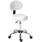 Taburete Giratorio con Respaldo y Ruedas Silla Ajustable para Salones de Belleza Estudio de Tatuajes 50x50x83-98cm Blanco