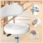 Taburete Giratorio con Respaldo y Ruedas Silla Ajustable para Salón de Belleza Estudio de Tatuajes 32x40x70-86cm Blanco