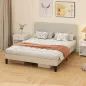 Somier 160x200 cm con Cabecero Ajustable Tapizado en Pana Láminas de Madera Fácil de Montar Gris Claro