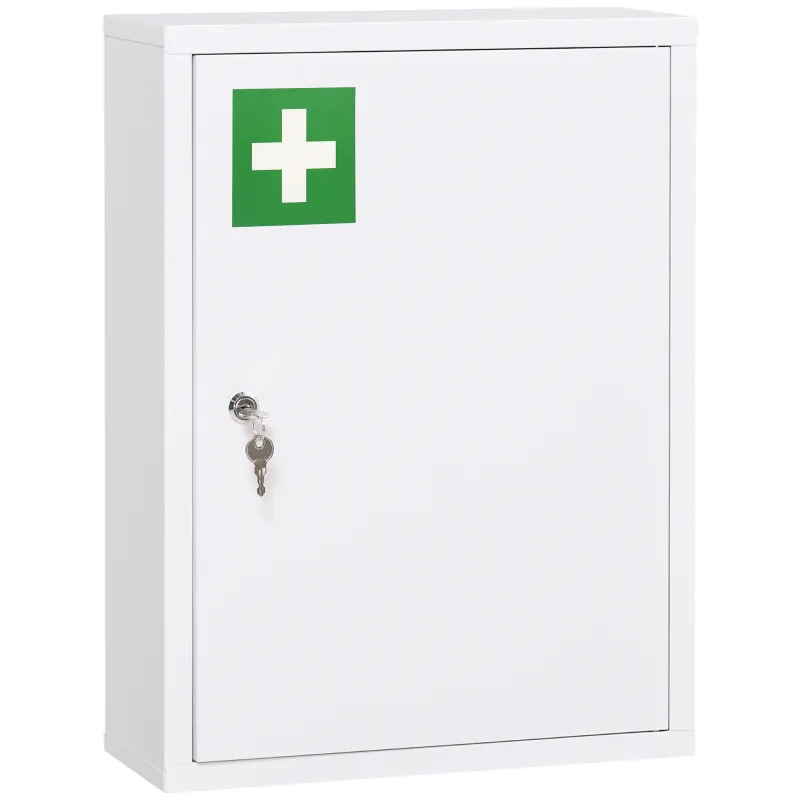 Botiquín de Pared Armario de Medicinas de Acero Armario con 3 Estantes y 2 Llaves para Baño 40x15x53,5 cm Blanco