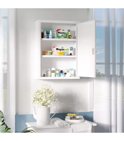Botiquín de Pared Armario de Medicinas de Acero Armario con 3 Estantes y 2 Llaves para Baño 40x15x53,5 cm Blanco