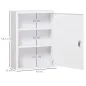Botiquín de Pared Armario de Medicinas de Acero Armario con 3 Estantes y 2 Llaves para Baño 40x15x53,5 cm Blanco