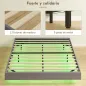 Somier 160x200 cm con Luces LED Estructura de Cama Tapizado en Lino Láminas de Madera Fácil de Montar Gris