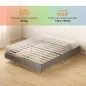 Somier 140x190 cm con Luces LED Estructura de Cama Tapizado en Lino Láminas de Madera Fácil de Montar Gris