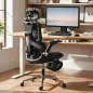 Silla de Escritorio de Malla con Reposapiés Respaldo Reclinable Soporte Lumbar Reposabrazos y Reposacabezas Ajustable
