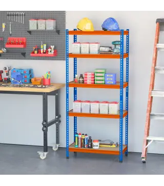 Estantería Metálica de Almacenaje 80x40x182 cm con 5 Niveles Ajustables en Altura Carga Máxima por Estante 300 kg para Almacén G