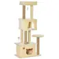 Árbol Rascador para Gatos Grande 60x34x136 cm Árbol para Gatos con Plataformas Cuevas de Felpa Postes de Yute Beige