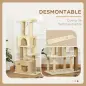 Árbol Rascador para Gatos Grande 60x34x136 cm Árbol para Gatos con Plataformas Cuevas de Felpa Postes de Yute Beige
