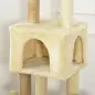 Árbol Rascador para Gatos Grande 60x34x136 cm Árbol para Gatos con Plataformas Cuevas de Felpa Postes de Yute Beige
