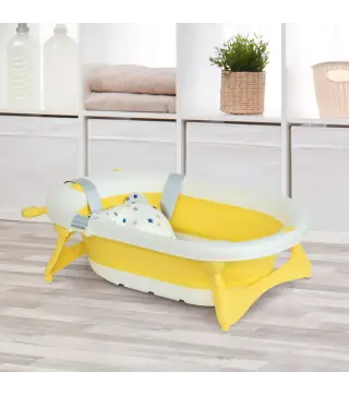 Bañera Plegable para Bebé Recién Nacido hasta 3 Años 81,5x50,5x23,5 cm con Tapón Termosensible Cojín