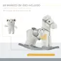 Caballito Balancín para Niños 18-36 Meses Caballo Mecedora Felpa con Osito de Peluche Sonidos de Relincho y Galope Base de Mader