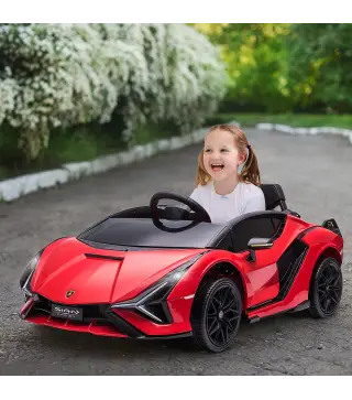 Coche Eléctrico para Niños de +3 Años Lamborghini SIAN Coche de Batería 12V con Mando a Distancia Apertura de Puerta Música MP3