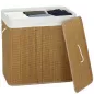 Cesto de Ropa Sucia de Bambú con 3 Compartimentos Asas para Facilitar el Uso y Bolsas Desmontables Lavables 60x40x60 cm Cesto de Ropa Sucia de Bambú con 3 Compartimentos Asas para Facilitar el Uso y Bolsas Desmontables Lavables 60x40x60 cm
