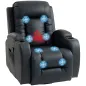 Sillón de Masaje Giratorio Sillón Relax Reclinable con 8 Puntos de Masaje Función de Calefacción 82x99x103 cm Negro