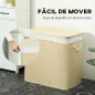 Cesto de Ropa Sucia 144L de Bambú con 3 Compartimentos Asas Bolsa Interior Extraíble 60x40x60 cm Crema