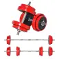 Juego de Mancuernas Ajustables 2 en 1 20 kg como Barra, Mancuernas, con 8 Discos 2 Barras y Biela Ajustable para Entrenamiento d