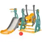 Tobogán Infantil con Columpio y Canasta de Baloncesto 3 en 1 para 18-36 Meses con Asiento Ajustable Parque Infantil para Interio
