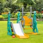 Tobogán Infantil con Columpio y Canasta de Baloncesto 3 en 1 para 18-36 Meses con Asiento Ajustable Parque Infantil para Interio