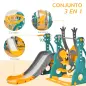 Tobogán Infantil con Columpio y Canasta de Baloncesto 3 en 1 para 18-36 Meses con Asiento Ajustable Parque Infantil para Interio
