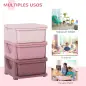 Cajonera de Plástico Organizador para Niños con 3 Cajones Asas para Juguetes Ropa Libros 37x37x56,5 cm Beige