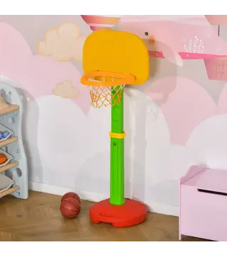 Canasta de Baloncesto Infantil con Altura Ajustable 2 Pelotas y Bomba de Aire para Niños +3 Años Juguetes Deportivos en Interior