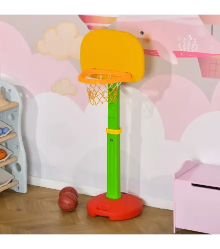 Canasta de Baloncesto Infantil con Altura Ajustable 2 Pelotas y Bomba de Aire para Niños +3 Años Juguetes Deportivos en Interior