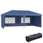 Carpa Plegable 6x3 m Pop-up con 4 Laterales Desmontables Cenador de Jardín con 2 Ventanas y Bolsa de Transporte Azul