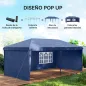 Carpa Plegable 6x3 m Pop-up con 4 Laterales Desmontables Cenador de Jardín con 2 Ventanas y Bolsa de Transporte Azul