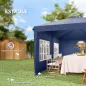 Carpa Plegable 6x3 m Pop-up con 4 Laterales Desmontables Cenador de Jardín con 2 Ventanas y Bolsa de Transporte Azul