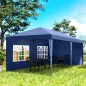 Carpa Plegable 6x3 m Pop-up con 4 Laterales Desmontables Cenador de Jardín con 2 Ventanas y Bolsa de Transporte Azul