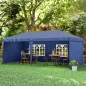 Carpa Plegable 6x3 m Pop-up con 4 Laterales Desmontables Cenador de Jardín con 2 Ventanas y Bolsa de Transporte Azul