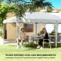 Carpa Plegable 6x3 m Pop-up con 4 Laterales Desmontables Cenador de Jardín con 2 Ventanas y Bolsa de Transporte Blanco