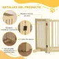 Barrera de Seguridad para Perros Plegable de Madera para Escaleras y Puertas con Soporte de Pie 204x36x75 cm Natural