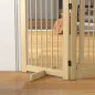 Barrera de Seguridad para Perros Plegable de Madera para Escaleras y Puertas con Soporte de Pie 204x36x75 cm Natural