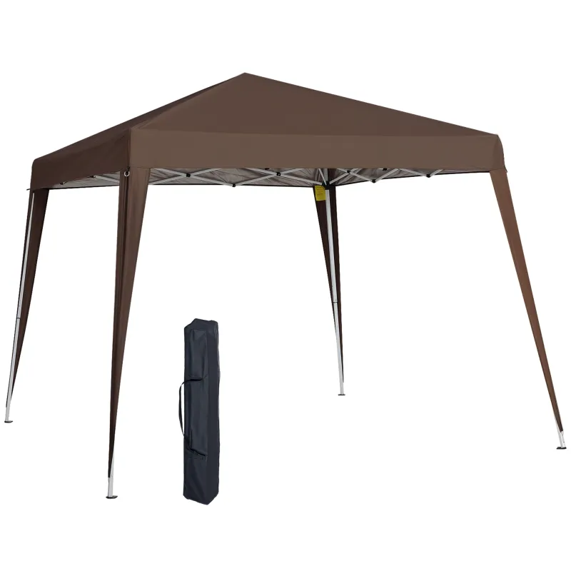 Carpa Plegable 3x3 m Pop-up Cenador de Jardín Altura Ajustable con Bolsa de Transporte Anti-UV Impermeable Café