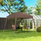 Carpa Plegable 3x3 m Pop-up Cenador de Jardín Altura Ajustable con Bolsa de Transporte Anti-UV Impermeable Café