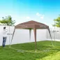 Carpa Plegable 3x3 m Pop-up Cenador de Jardín Altura Ajustable con Bolsa de Transporte Anti-UV Impermeable Café