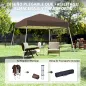 Carpa Plegable 3x3 m Pop-up Cenador de Jardín Altura Ajustable con Bolsa de Transporte Anti-UV Impermeable Café