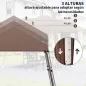 Carpa Plegable 3x3 m Pop-up Cenador de Jardín Altura Ajustable con Bolsa de Transporte Anti-UV Impermeable Café