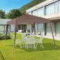 Carpa Plegable 3x3 m Pop-up Cenador de Jardín Altura Ajustable con Bolsa de Transporte Anti-UV Impermeable Café