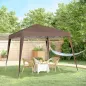Carpa Plegable 3x3 m Pop-up Cenador de Jardín Altura Ajustable con Bolsa de Transporte Anti-UV Impermeable Café