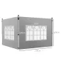 Paredes Laterales para Carpa de 3 x 3 / 3 x 4 m 2 Paneles de Tela Oxford de 295x195 cm con Ventana para Fiestas Gris