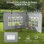 Paredes Laterales para Carpa de 3 x 3 / 3 x 4 m 2 Paneles de Tela Oxford de 295x195 cm con Ventana para Fiestas Gris